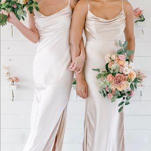 Revelry Skye Satin Dress - Silver Sage. Brand New